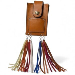FAUX LEATHER W/ SUEDE MULTI COLOUR PURSE TASSELS NWOT